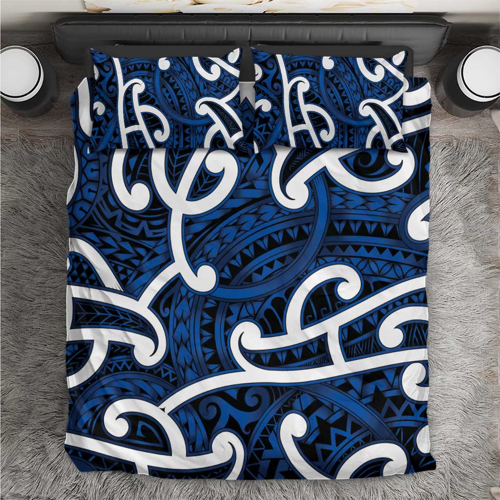 Aotearoa Maori Kowhaiwhai Bedding Set Kikorangi Puhoro and Patiki LT9 Blue - Polynesian Pride