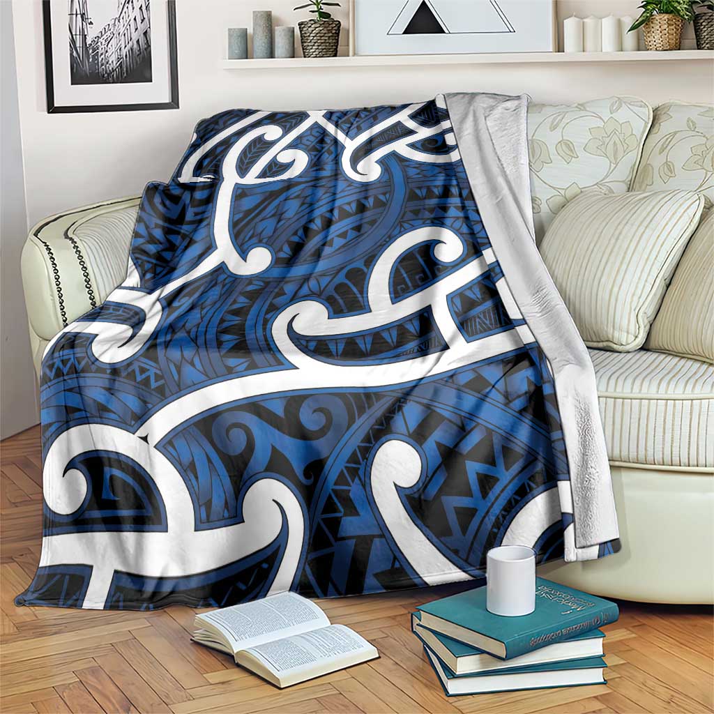 Aotearoa Maori Kowhaiwhai Blanket Kikorangi Puhoro and Patiki LT9 Blue - Polynesian Pride