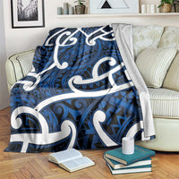 Aotearoa Maori Kowhaiwhai Blanket Kikorangi Puhoro and Patiki LT9 Blue - Polynesian Pride