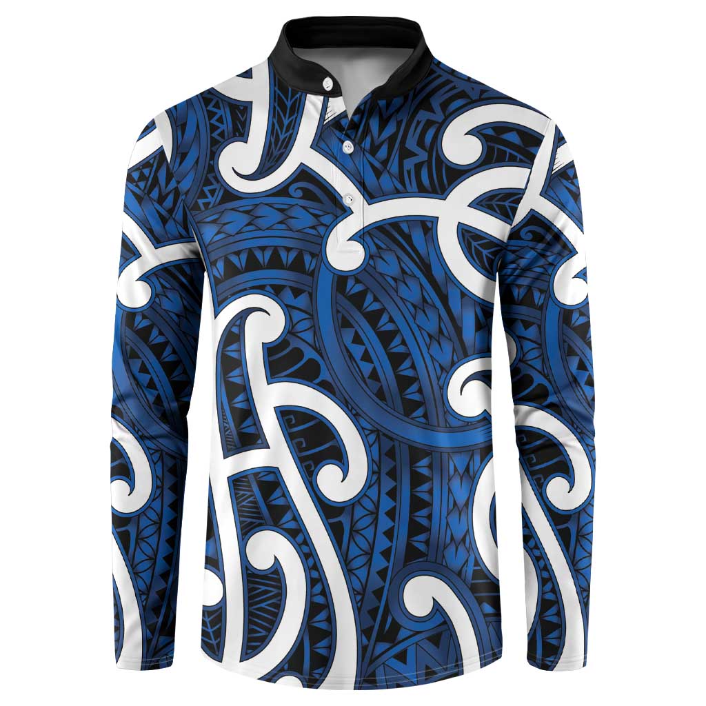 Aotearoa Maori Kowhaiwhai Button Sweatshirt Kikorangi Puhoro and Patiki