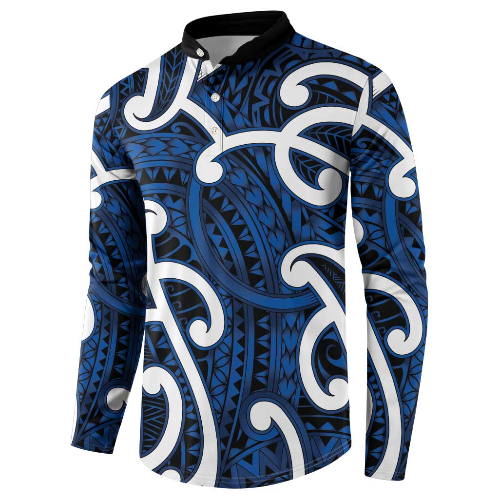 Aotearoa Maori Kowhaiwhai Button Sweatshirt Kikorangi Puhoro and Patiki