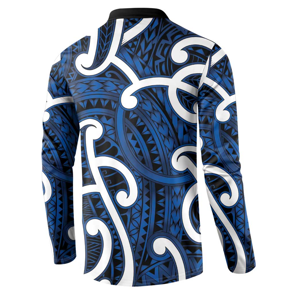 Aotearoa Maori Kowhaiwhai Button Sweatshirt Kikorangi Puhoro and Patiki