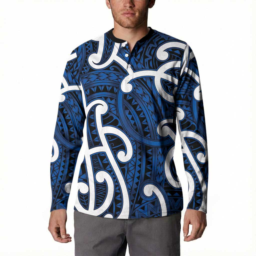 Aotearoa Maori Kowhaiwhai Button Sweatshirt Kikorangi Puhoro and Patiki