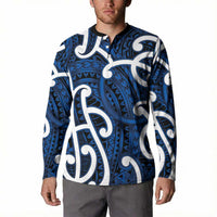 Aotearoa Maori Kowhaiwhai Button Sweatshirt Kikorangi Puhoro and Patiki