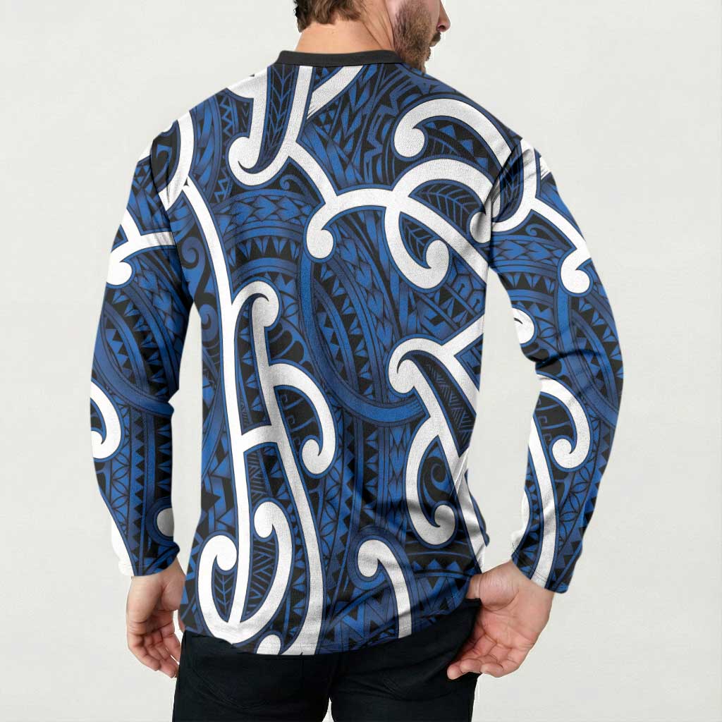 Aotearoa Maori Kowhaiwhai Button Sweatshirt Kikorangi Puhoro and Patiki