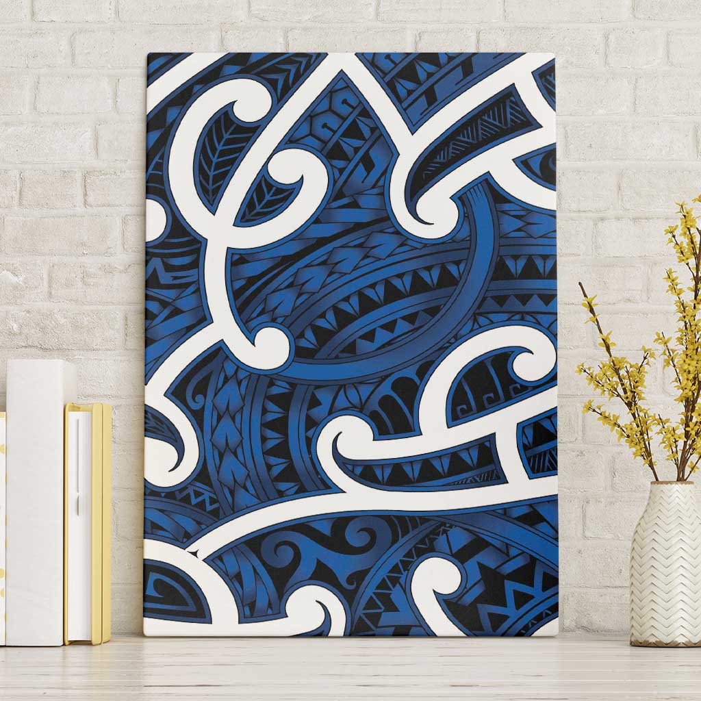 Aotearoa Maori Kowhaiwhai Canvas Wall Art Kikorangi Puhoro and Patiki LT9 Without Frame Blue - Polynesian Pride