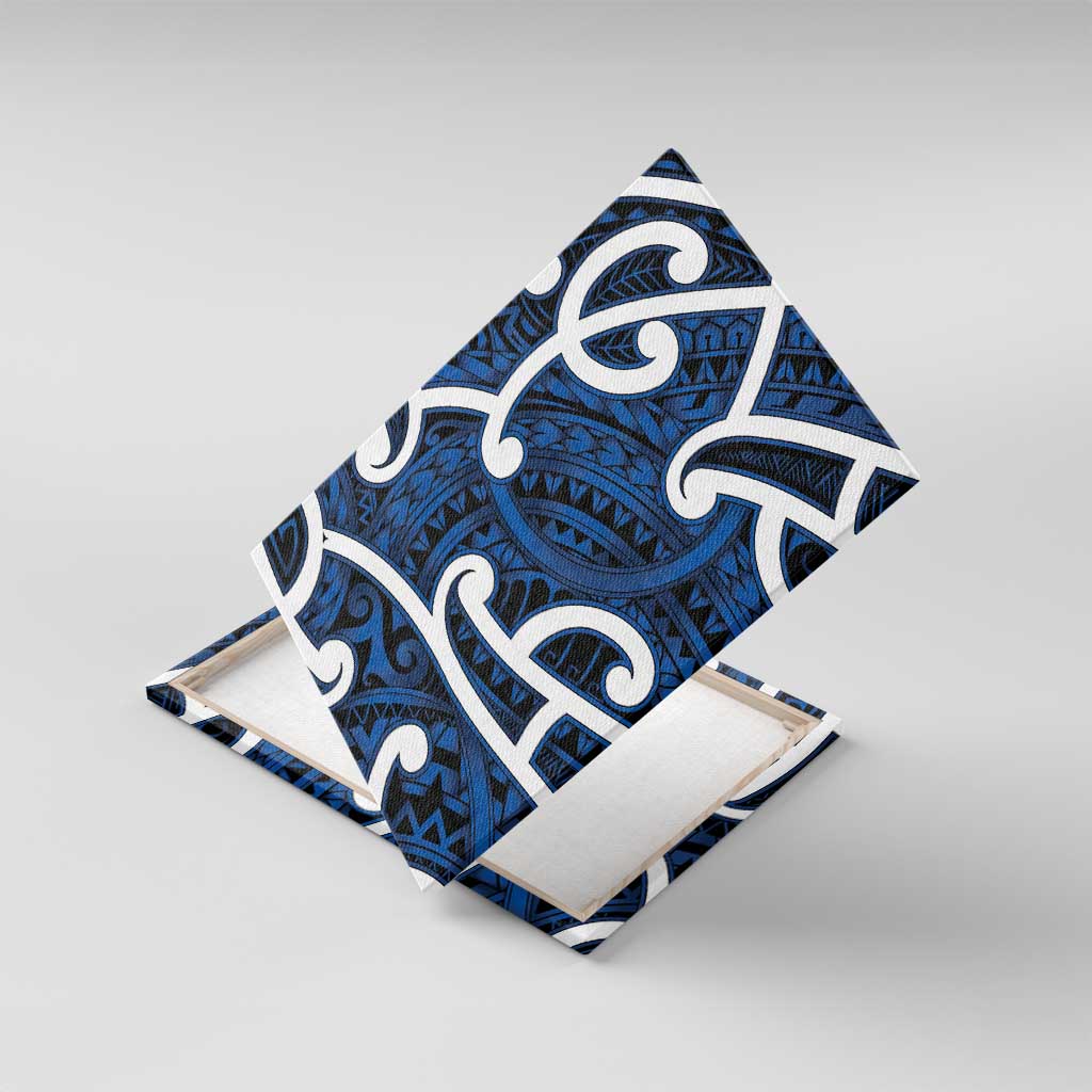 Aotearoa Maori Kowhaiwhai Canvas Wall Art Kikorangi Puhoro and Patiki LT9 With Frame Blue - Polynesian Pride