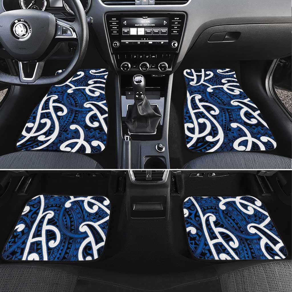Aotearoa Maori Kowhaiwhai Car Mats Kikorangi Puhoro and Patiki LT9 Set 4pcs Blue - Polynesian Pride