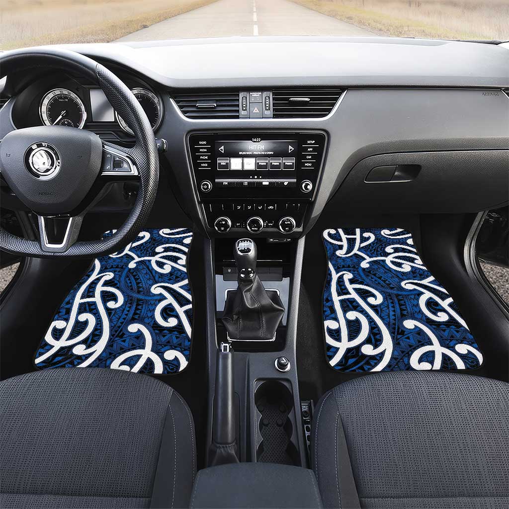 Aotearoa Maori Kowhaiwhai Car Mats Kikorangi Puhoro and Patiki LT9 Set 2pcs - Front Blue - Polynesian Pride