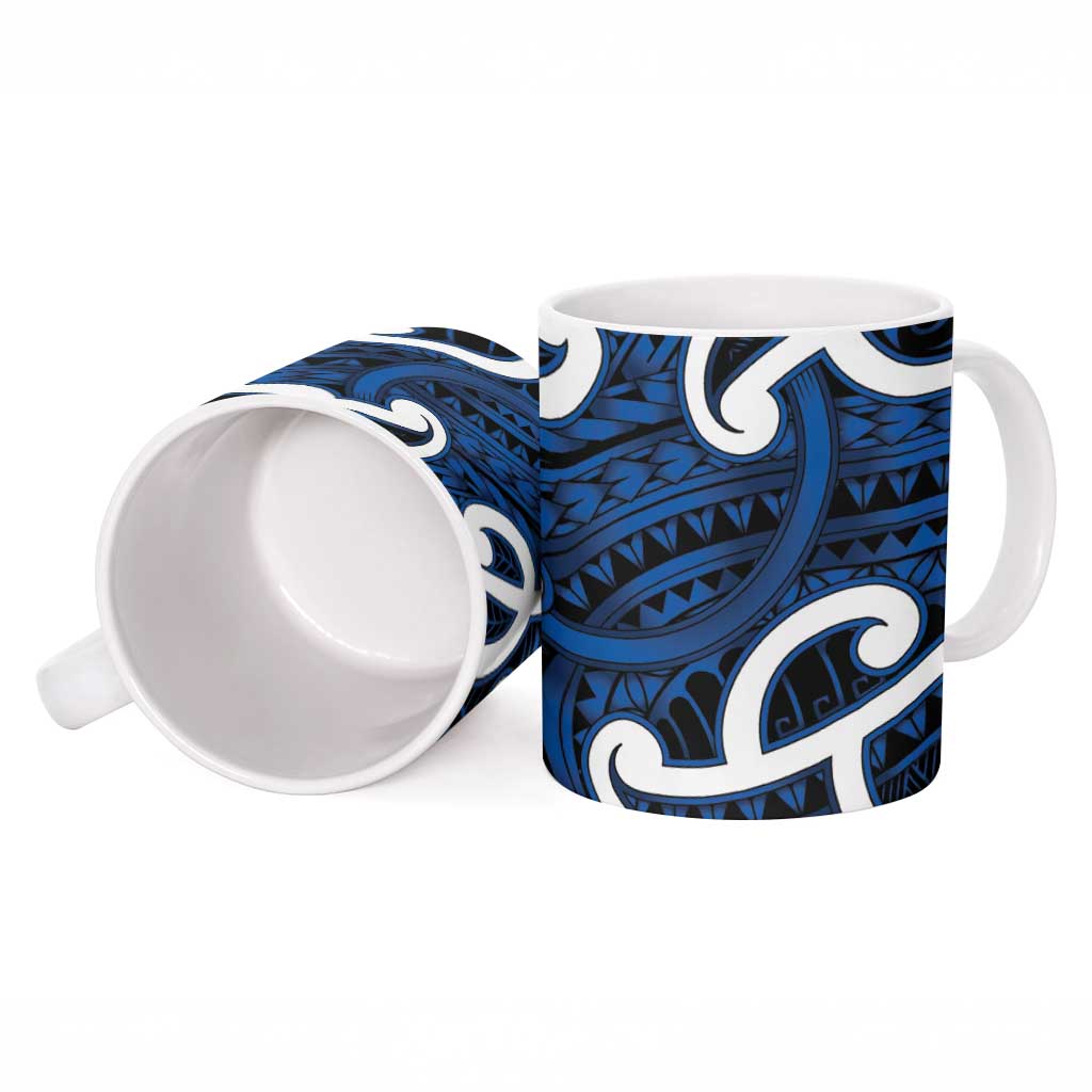 Aotearoa Maori Kowhaiwhai Ceramic Mug Kikorangi Puhoro and Patiki LT9 - Polynesian Pride