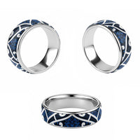 Aotearoa Maori Kowhaiwhai Classic Ring Kikorangi Puhoro and Patiki LT9 - Polynesian Pride