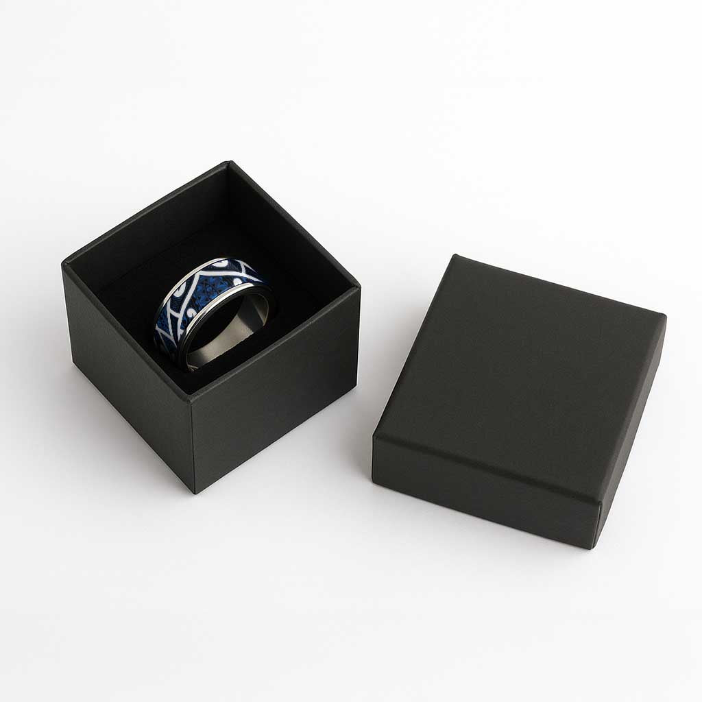 Aotearoa Maori Kowhaiwhai Classic Ring Kikorangi Puhoro and Patiki LT9 - Polynesian Pride