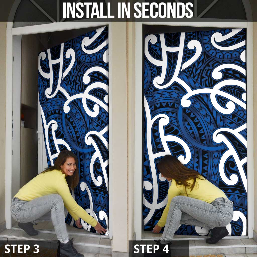Aotearoa Maori Kowhaiwhai Door Cover Kikorangi Puhoro and Patiki LT9 - Polynesian Pride