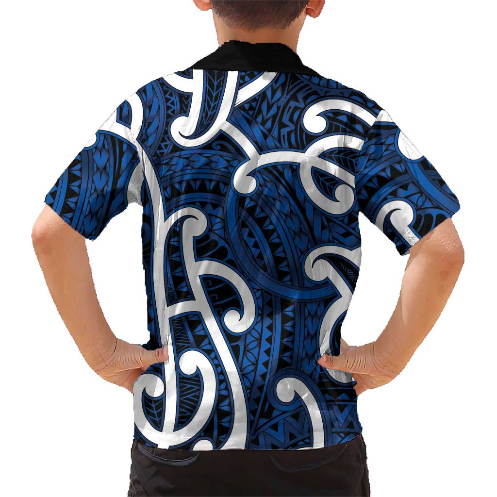 Aotearoa Maori Kowhaiwhai Family Matching Long Sleeve Bodycon Dress and Hawaiian Shirt Kikorangi Puhoro and Patiki