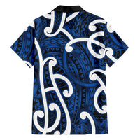 Aotearoa Maori Kowhaiwhai Family Matching Off The Shoulder Long Sleeve Dress and Hawaiian Shirt Kikorangi Puhoro and Patiki