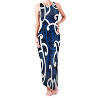 Aotearoa Maori Kowhaiwhai Family Matching Tank Maxi Dress and Hawaiian Shirt Kikorangi Puhoro and Patiki
