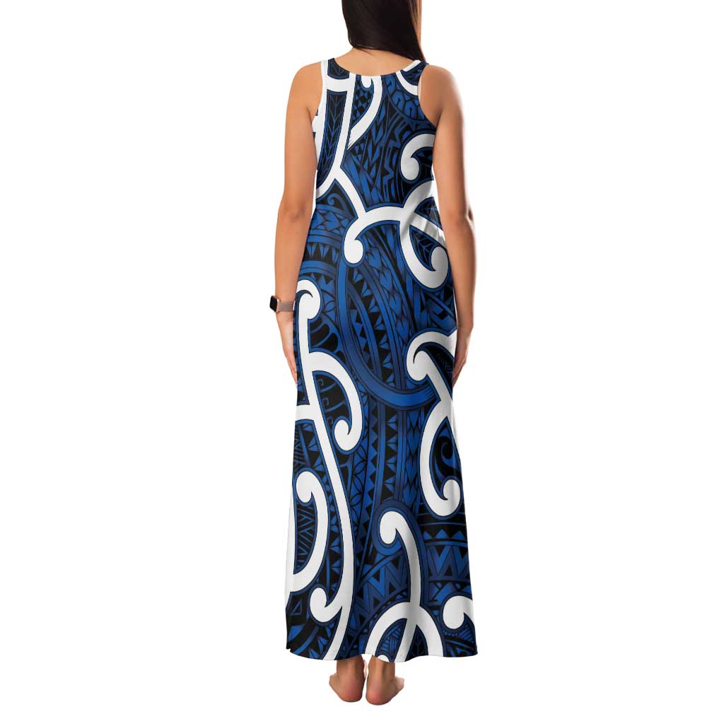 Aotearoa Maori Kowhaiwhai Family Matching Tank Maxi Dress and Hawaiian Shirt Kikorangi Puhoro and Patiki