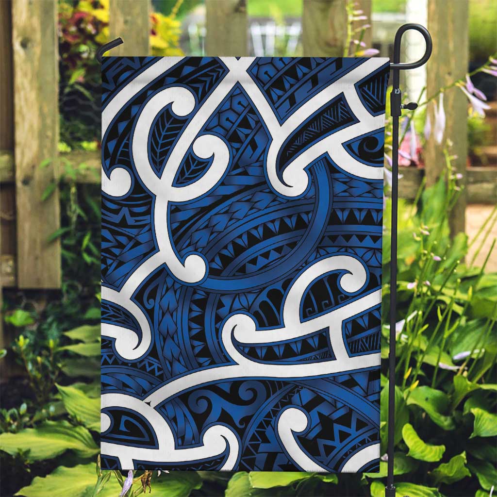 Aotearoa Maori Kowhaiwhai Garden Flag Kikorangi Puhoro and Patiki LT9 Garden Flag Blue - Polynesian Pride