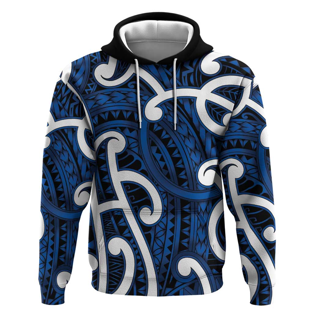 Aotearoa Maori Kowhaiwhai Hoodie Kikorangi Puhoro and Patiki LT9 Pullover Hoodie Blue - Polynesian Pride