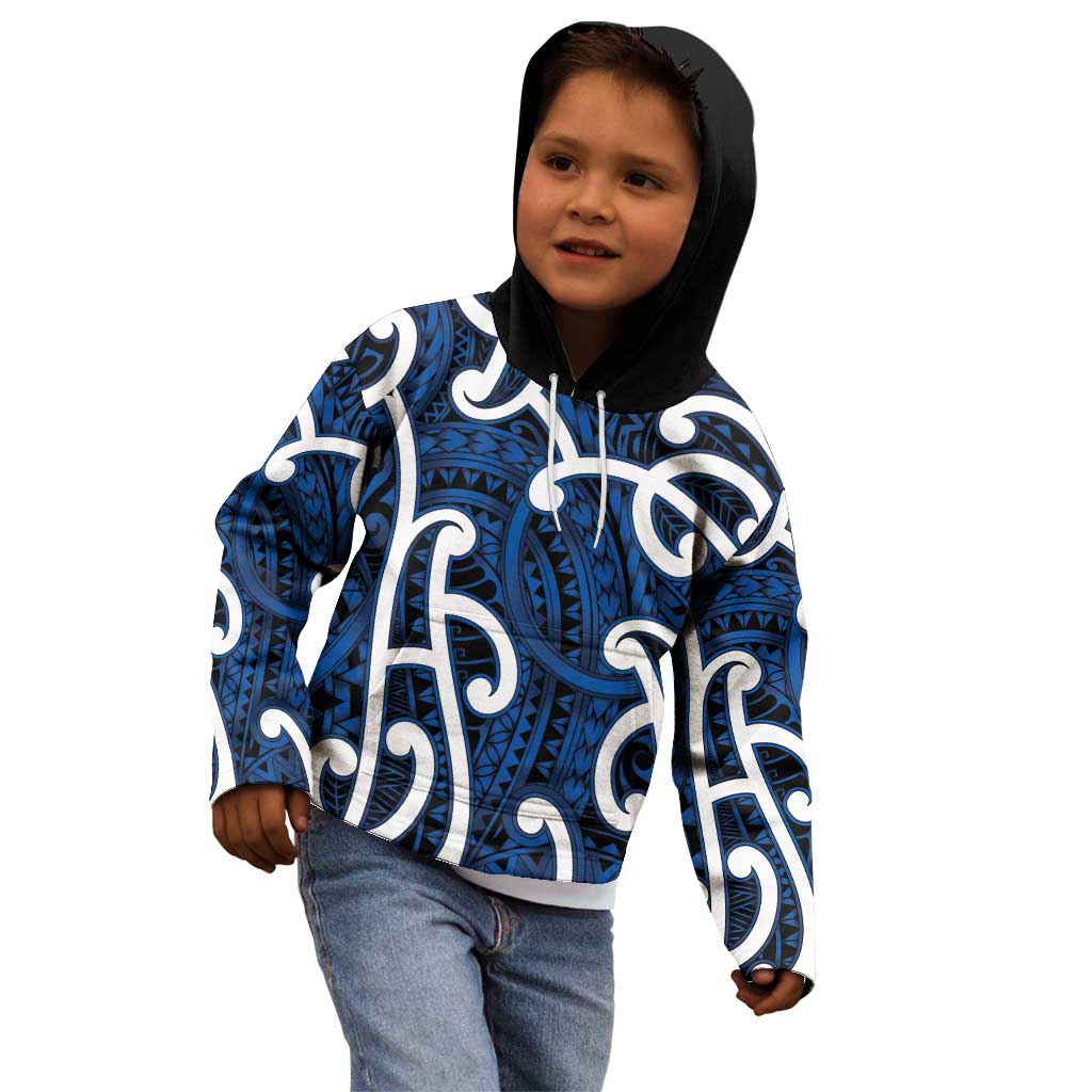 Aotearoa Maori Kowhaiwhai Kid Hoodie Kikorangi Puhoro and Patiki