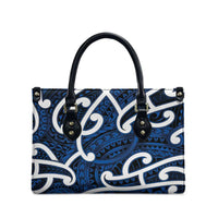 Aotearoa Maori Kowhaiwhai Leather Bag Kikorangi Puhoro and Patiki LT9 - Polynesian Pride