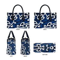 Aotearoa Maori Kowhaiwhai Leather Bag Kikorangi Puhoro and Patiki LT9 - Polynesian Pride