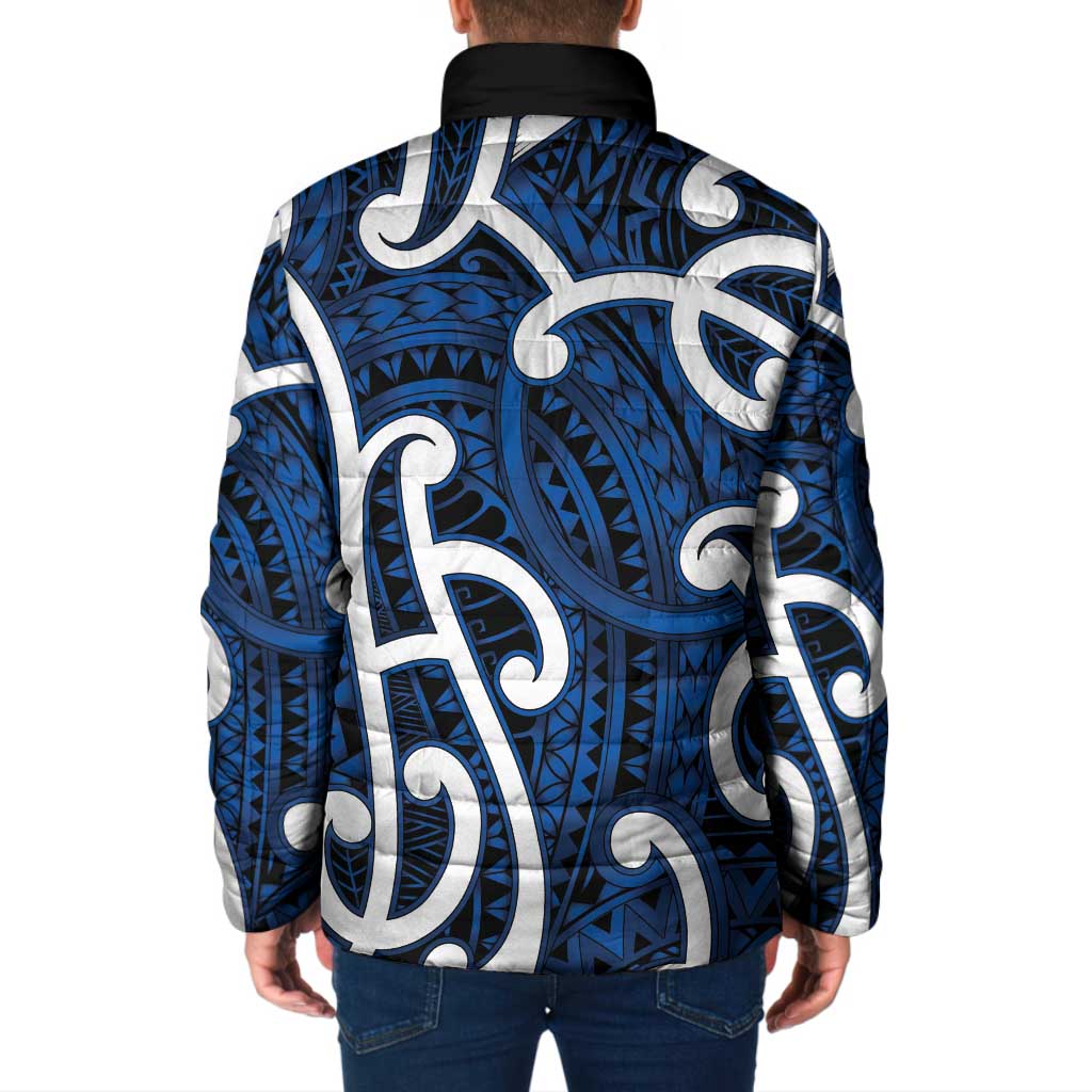 Aotearoa Maori Kowhaiwhai Padded Jacket Kikorangi Puhoro and Patiki LT9 - Polynesian Pride