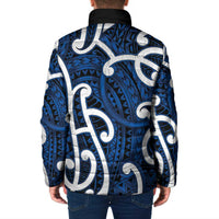 Aotearoa Maori Kowhaiwhai Padded Jacket Kikorangi Puhoro and Patiki LT9 - Polynesian Pride