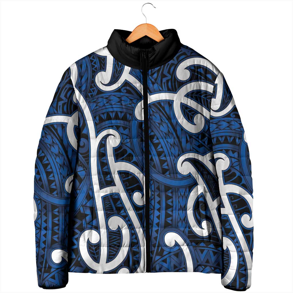 Aotearoa Maori Kowhaiwhai Padded Jacket Kikorangi Puhoro and Patiki LT9 - Polynesian Pride