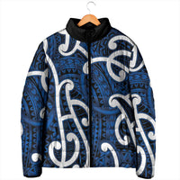 Aotearoa Maori Kowhaiwhai Padded Jacket Kikorangi Puhoro and Patiki LT9 - Polynesian Pride