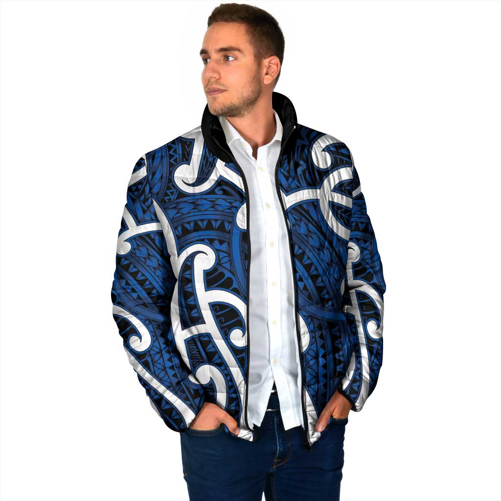 Aotearoa Maori Kowhaiwhai Padded Jacket Kikorangi Puhoro and Patiki LT9 - Polynesian Pride