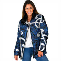 Aotearoa Maori Kowhaiwhai Padded Jacket Kikorangi Puhoro and Patiki LT9 Women Blue - Polynesian Pride