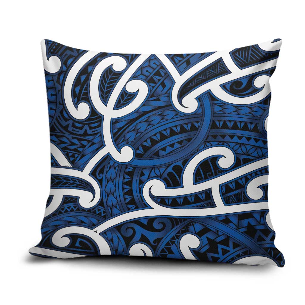 Aotearoa Maori Kowhaiwhai Pillow Cover Kikorangi Puhoro and Patiki LT9 Blue - Polynesian Pride