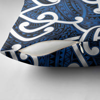 Aotearoa Maori Kowhaiwhai Pillow Cover Kikorangi Puhoro and Patiki