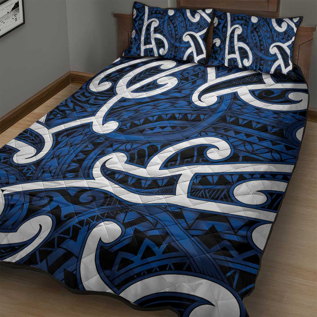 Aotearoa Maori Kowhaiwhai Quilt Bed Set Kikorangi Puhoro and Patiki