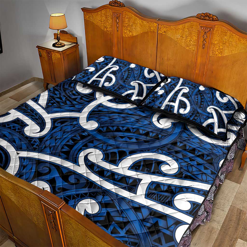 Aotearoa Maori Kowhaiwhai Quilt Bed Set Kikorangi Puhoro and Patiki
