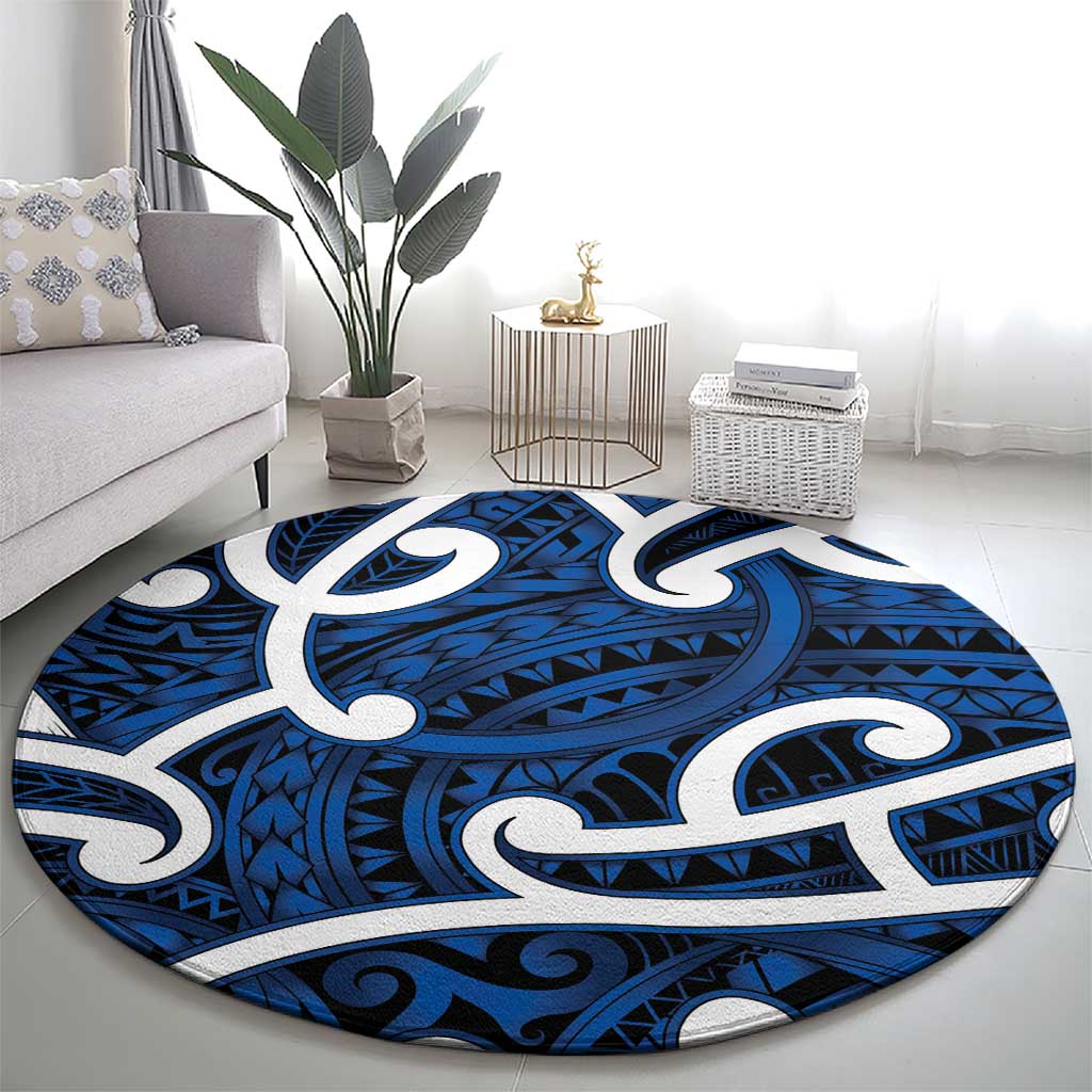 Aotearoa Maori Kowhaiwhai Round Carpet Kikorangi Puhoro and Patiki LT9 - Polynesian Pride