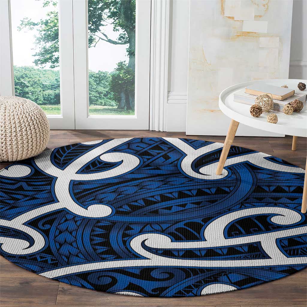 Aotearoa Maori Kowhaiwhai Round Carpet Kikorangi Puhoro and Patiki LT9 - Polynesian Pride