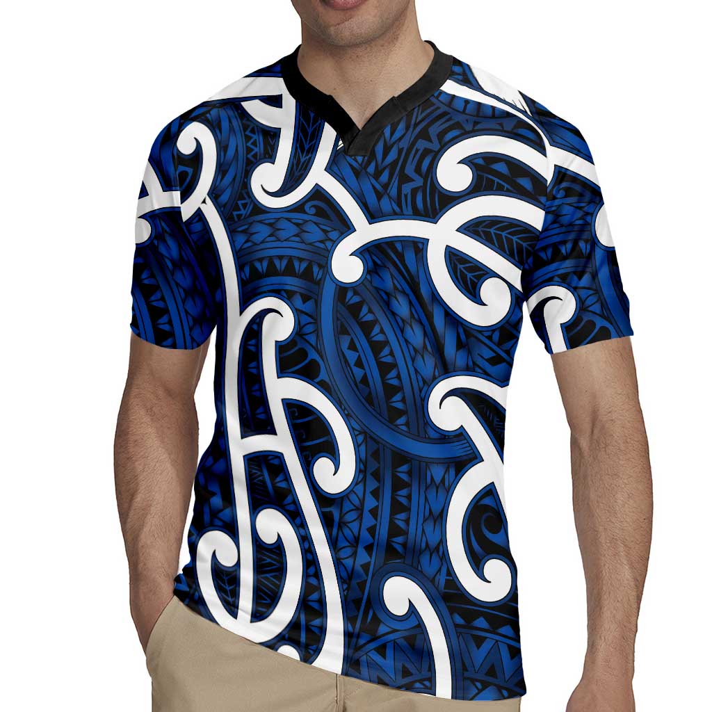 Aotearoa Maori Kowhaiwhai Rugby Jersey Kikorangi Puhoro and Patiki LT9 - Polynesian Pride