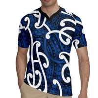 Aotearoa Maori Kowhaiwhai Rugby Jersey Kikorangi Puhoro and Patiki LT9 - Polynesian Pride