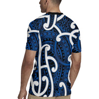 Aotearoa Maori Kowhaiwhai Rugby Jersey Kikorangi Puhoro and Patiki LT9 - Polynesian Pride