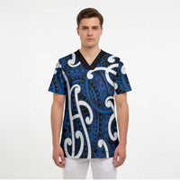 Aotearoa Maori Kowhaiwhai Scrub Top Kikorangi Puhoro and Patiki LT9 - Polynesian Pride