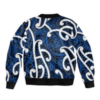 Aotearoa Maori Kowhaiwhai Sleeve Zip Bomber Jacket Kikorangi Puhoro and Patiki LT9 - Polynesian Pride