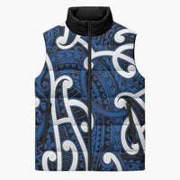 Aotearoa Maori Kowhaiwhai Sleeveless Puffer Jacket Kikorangi Puhoro and Patiki LT9 Unisex Blue - Polynesian Pride