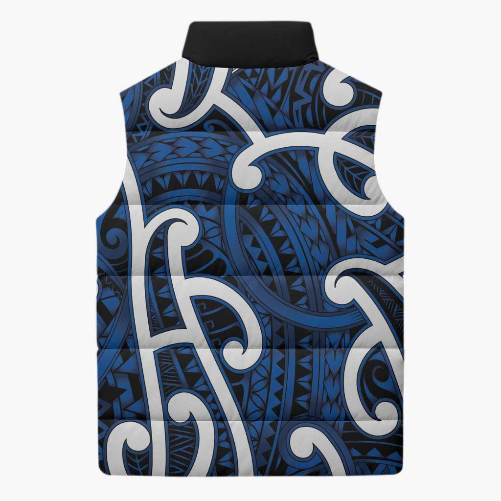 Aotearoa Maori Kowhaiwhai Sleeveless Puffer Jacket Kikorangi Puhoro and Patiki LT9 - Polynesian Pride