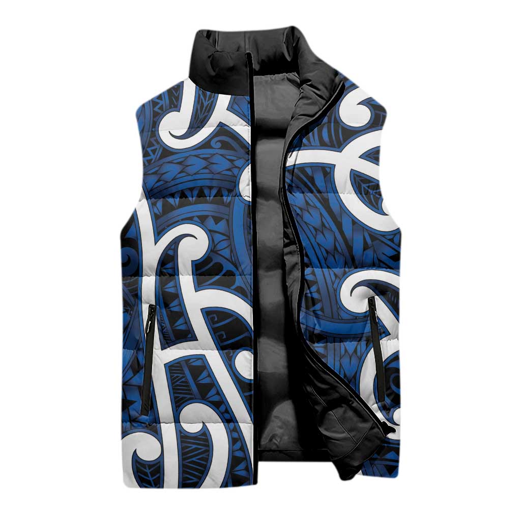 Aotearoa Maori Kowhaiwhai Sleeveless Puffer Jacket Kikorangi Puhoro and Patiki LT9 - Polynesian Pride