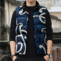 Aotearoa Maori Kowhaiwhai Sleeveless Puffer Jacket Kikorangi Puhoro and Patiki LT9 - Polynesian Pride