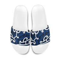 Aotearoa Maori Kowhaiwhai Slide Sandals Kikorangi Puhoro and Patiki LT9 Blue - Polynesian Pride