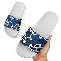 Aotearoa Maori Kowhaiwhai Slide Sandals Kikorangi Puhoro and Patiki LT9 - Polynesian Pride