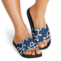 Aotearoa Maori Kowhaiwhai Slide Sandals Kikorangi Puhoro and Patiki LT9 - Polynesian Pride